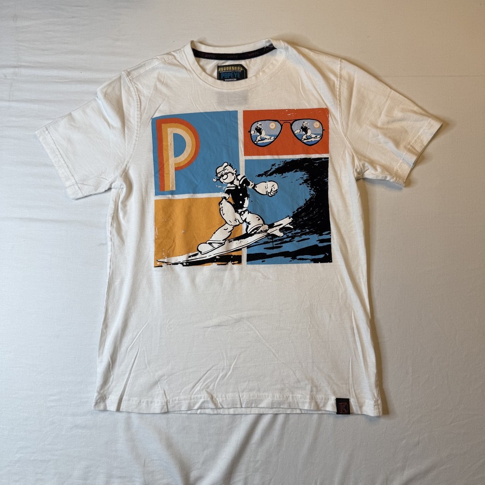 deKryptic Popeye Shirt Mens Medium White Surf Graphic Tee Cartoon 2022